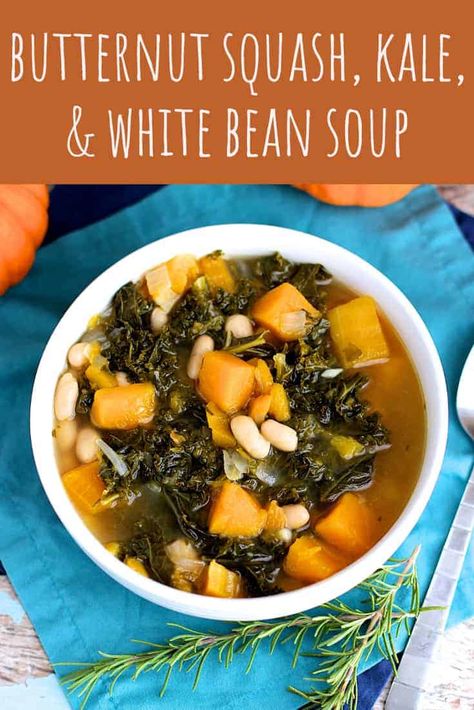 Kale And White Bean Soup, Kale And White Bean, Butternut Squash Kale, Warm Soup Recipes, Slow Cooker Stuffed Peppers, Butternut Soup, Kale Soup, White Bean Soup, Stuffed Pepper Soup