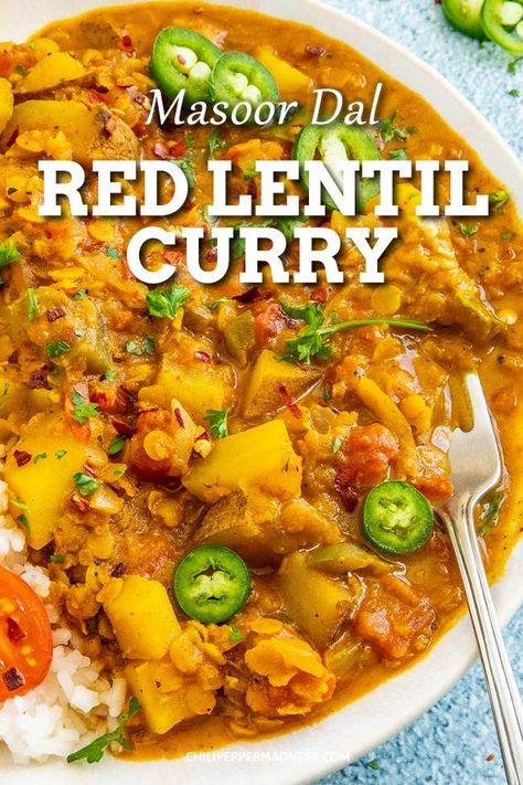 Orange Lentil Curry, Authentic Vegetarian Indian Recipes, Mexican Curry Recipe, Red Lentil Indian Recipes, Spicy Lentil Curry, Vegetarian Curries Indian, Spicy Lentils Recipe, Red Curry Recipe Vegetarian, Indian Red Lentil Recipes