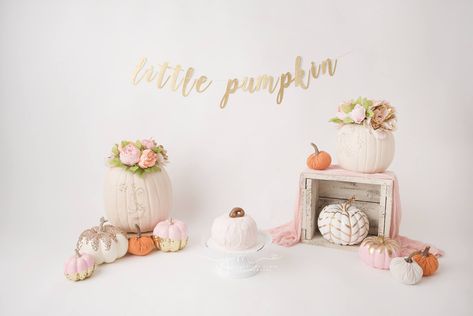 1st Birthday Pumpkin Photo Shoot, White Pumpkin Photoshoot, White Pumpkin Birthday Party, Pumpkin First Birthday Photo Shoot, Pumpkin Smash Cake 1st Birthdays, Pumpkin Cake Smash, Halloween Minis, Fall 1st Birthdays, Halloween First Birthday