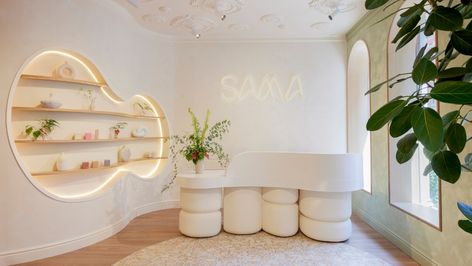 @ringostudiodesign introduces its latest wellness sanctuary, @sama, nestled in the heart of Flatiron—a neighborhood rapidly becoming New York's destination for innovative wellness. @sama’s interior embodies a serene and holistic approach to well-being, artfully balancing elements of nature with whimsical architectural detailing to create an immersive sanctuary. Drawing inspiration from the brand’s mission to elevate oral health through a nurturing and holistic experience, the design harmonize... Limewash Walls, Dental Studio, Medium Tv Show, Contemporary Armchair, Velvet Couch, The Teeth, Dentist Office, Technology Fashion, Sage Color