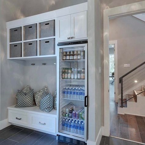 When a Mudroom has a beverage fridge... Yay or Nay? I think it's genius. By Geschke Group Architects Laundry Room/mud Room, Mud Room Entry, Beverage Fridge, Mudroom Laundry Room, Mudroom Decor, Mudroom Design, Dekorasi Kamar Tidur, Laundry Mud Room, Up House