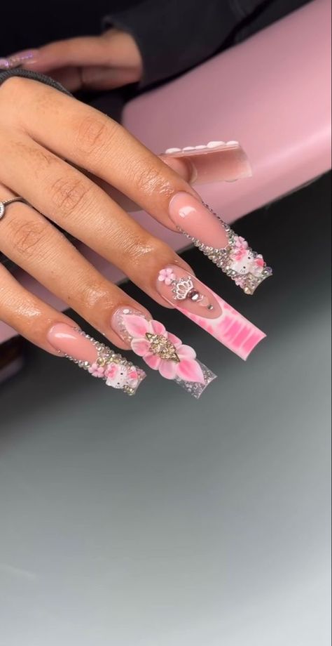 pretty & unique nails. Medium Length Square Nails Acrylic Baddie, Kitty Nails, Acrylic Toe Nails, Weak Nails, Girly Acrylic Nails, Cute Acrylic Nail Designs, Dope Nail Designs, Long Acrylic Nails Coffin, Acrylic Nails Coffin Pink