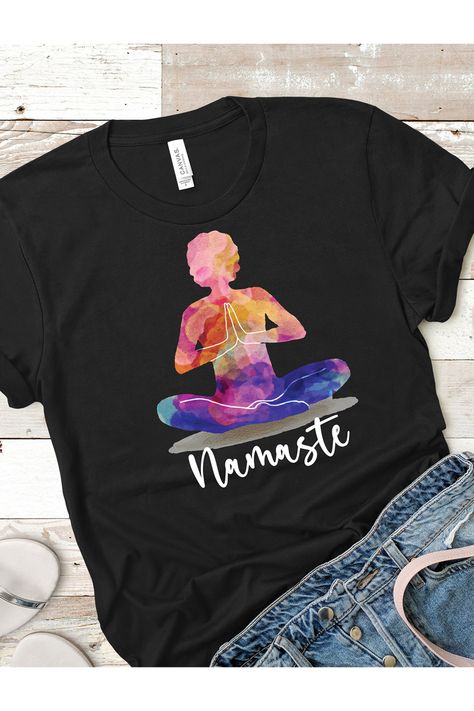 Namaste Meditation T-shirt for all Yoga lovers " Wear what you love " Yoga Tshirt Design Ideas, Yoga Shirts With Sayings, Yoga Tshirt Design, Tshirt Design Ideas, Yoga Spiritual, Funny Yoga, Small Business Packaging Ideas, Business Packaging, Small Business Packaging