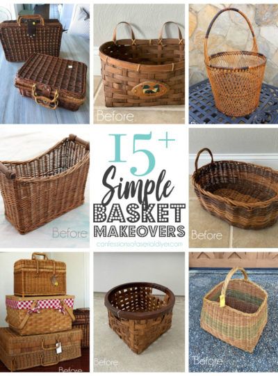 Wicker Basket Decor, Basket Decor Ideas, Basket Makeover, Vintage Picnic Basket, Thrift Store Diy, Painted Baskets, Mirror Makeover, Big Basket, Vintage Picnic