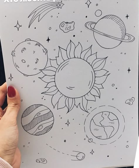 Random Sketch Ideas, Drawing Ideas Creative, Hands Drawing, Planet Drawing, Space Drawings, Drawing Drawing, Easy Doodle Art, Sketchbook Art Journal, Sketch Ideas