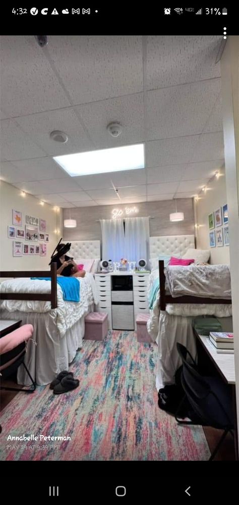 Baylor South Russell Baylor Dorm Rooms, Baylor Dorm, University Dorm, Dorm Inspo, Baylor University, Dorm Room Inspiration, College Dorm Decorations, Dorm Life, Dorm Ideas