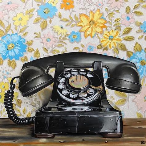 Oil Painting Inspiration, Vintage Phone, Daily Painters, Antique Fairs, Gallery Website, Vintage Phones, Daily Painting, Telephones, Watercolor Bird