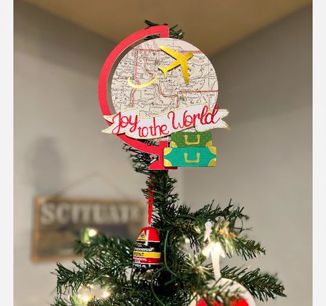 World Globe Christmas Tree Topper Travel Tree Topper World - Etsy Map Ornaments, Travel Ornament, Travel Tree, Map Pattern, Globe Ornament, World Globe, Christmas Tree Topper, Christmas Travel, Christmas Tree Themes