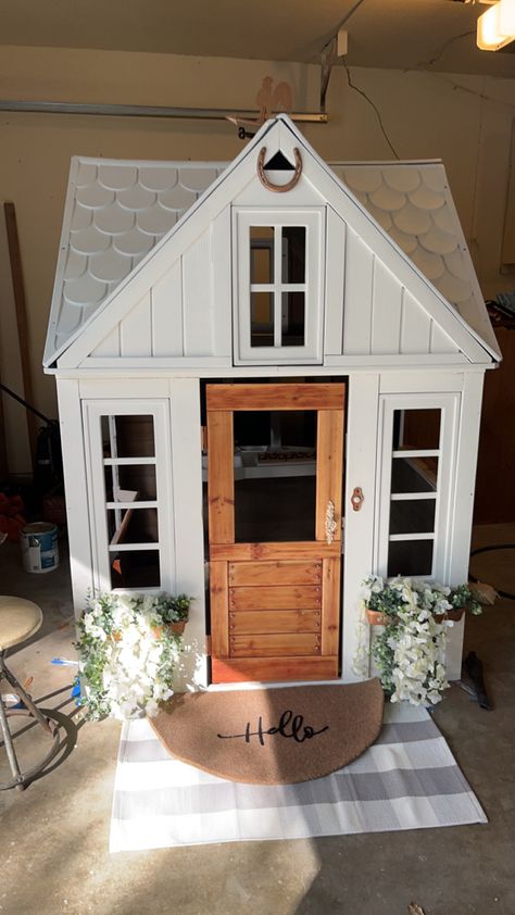 Playhouse renovation Playhouse Remodel, Trendy Kids Outfits, Playhouse Outdoor, Popular Toys, Trendy Kids, Outdoor Play, Fun Diys, Shed, Outdoor Structures