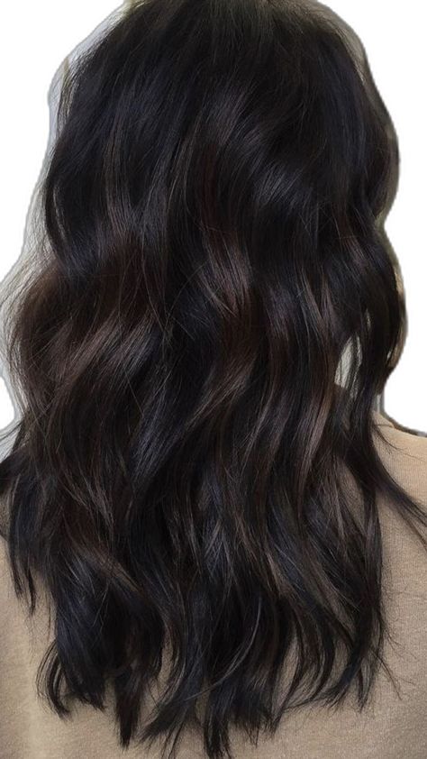 Dark Brown Hair Black Lowlights, Black With Lowlights, Hair Lowlights For Dark Hair, Dark Brown With Black Lowlights, Cool Tones Brunette Hair, Dark Hair For Fall Brunettes, Dark Brunette Lowlights, Dark Brunette With Lowlights, Black Hair With Brown Lowlights