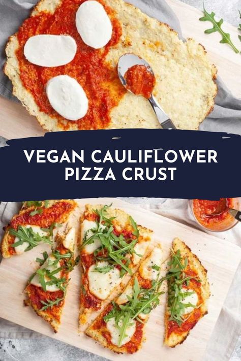 Easy dairy-free low-carb pizza crust recipe. Healthy dough made with cauliflower rice and almond flour, with delicious vegetable toppings and vegan cheese. Check out this easy pizza recipe! Discover how to make this easy homemade gluten-free pizza crust, low-carb pizza crust! Healthy Dough, Vegan Cauliflower Pizza, Vegan Pizza Toppings, Vegan Cauliflower Pizza Crust, Low Sugar Diet Recipes, Cauliflower Pizza Crust Recipe, Vegan Pizza Recipe, Cauliflower Pizza Crust, Dairy Free Low Carb