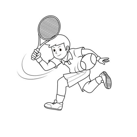 Black And White Cartoon Tennis Racket Coloring Page Tennis Coloring Pages, Sports Coloring Pages, White Cartoon, Sorting Games, Black And White Cartoon, Clipart Black And White, Black And White Drawing, Indoor Activities, Premium Wordpress Themes