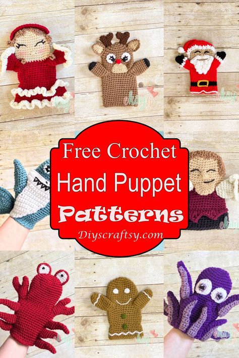 Crochet Hand Puppet, Crochet Puppets, Crochet Hats Free Pattern Ladies, Animal Hand Puppets, Finger Puppet Patterns, Beanie Knitting Patterns Free, Beanie Knitting, Puppets For Kids, Crochet Sheep