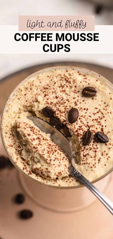 Easy Coffee Mousse Mousse Dessert Cups, Coffee Mousse Recipe, Coffee Custard, Coffee Mousse, Mousse Cups, Dairy Free Coffee, Elegant Glasses, Coffee Cupcakes, Souffle Recipes