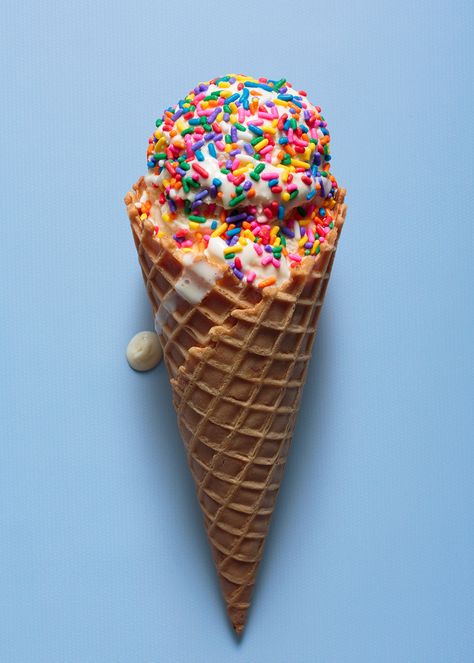 Ice Cream Cone With Sprinkles, Ice Cream Pictures, Cream Photography, Ice Cream Painting, Pastel Desserts, Ice Cream Wallpaper, Ice Cream Photography, Tom Clark, Ice Cream Sprinkles