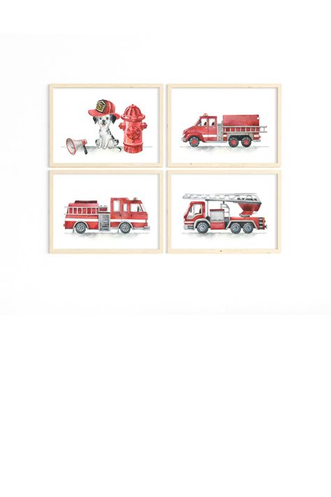 This Listing is for a DIGITAL DOWNLOAD. No physical item will be shipped to you.You will get JPG file(s) that you can print at home or at shop. Fire Truck Toddler Room, Firetruck Bedroom Boys Twin Bed, Fire Truck Bedroom Overstock, Fireman Nursery, Vintage Fire Truck Nursery, Boy Nursery Wall Decor, Nursery And Playroom, Fire Truck Nursery, Truck Nursery