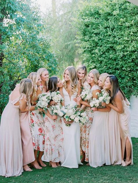 Bridal Party Color Schemes, The Parker Palm Springs, Cute Bridesmaid Dresses, Bridal Parties Colors, Pretty Bridesmaid Dresses, Tea Length Bridesmaid Dresses, Parker Palm Springs, Dreamy Aesthetic, Navy Blue Bridesmaid Dresses