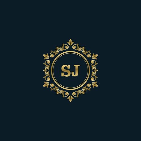 Letter SJ logo with Luxury Gold template. Elegance logo vector template. Wc Logo, Kd Logo, Two Letter Logo, Sj Logo, Dk Logo, Nc Logo, Sg Logo, H Letter Images, Gold Template