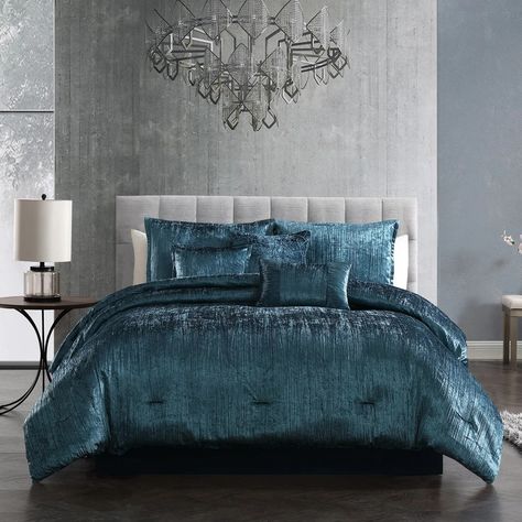 Riverbrook Home Turin Crinkled Velvet Collection - On Sale - Bed Bath & Beyond - 29881191 Velvet Comforter, Blue Comforter Sets, How To Clean Pillows, Go Big Or Go Home, Comforter Bedding Sets, American Signature Furniture, Bob's Discount Furniture, Twin Comforter, Value City Furniture