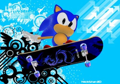 Classic Sonic Skateboard Wallpaper Skateboard Wallpaper, Classic Sonic, The Hedgehog, Sonic, Sonic The Hedgehog, Skateboard