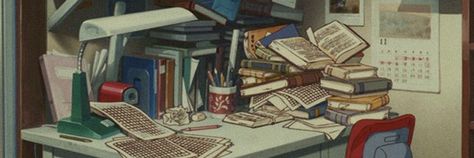 90s Anime Study, Studio Ghibli School, Ghibli Studying, Ghibli Study Aesthetic, Ghibli Study, Desk Motivation, Notion Organization, Whisper Of The Heart, The Garden Of Words