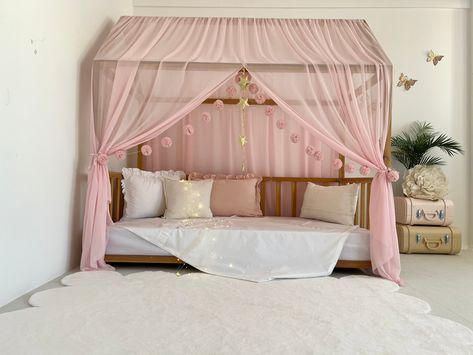 Excited to share the latest addition to my #etsy shop: Pink Montessori Bed Tulle Canopy, Customized Montessori Bed Canopy, Montessori Bed Curtains, House Bed Curtains, Tent Cover for Bed Frame #montessoribed #kidsroomsdecor #montessorihousebed Bed Frame Canopy, Tulle Canopy, Girls Bed Canopy, Toddler Bed Frame, House Beds For Kids, Canopy Bed Frame, Montessori Bed, Play Tents, Crib Canopy