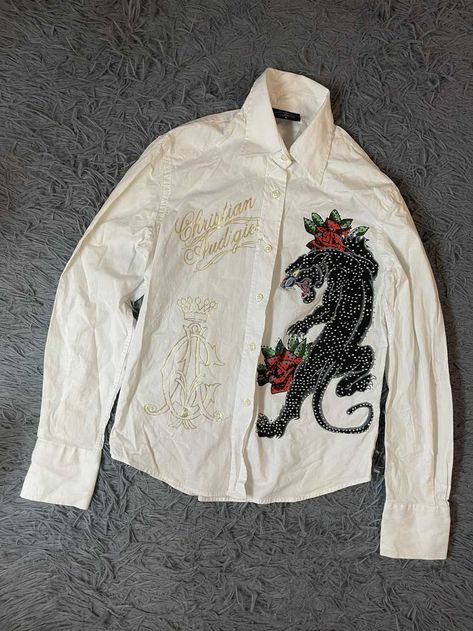 Christian Audigier × Ed Hardy × Vintage Christian Audigier Y2K vintage rhinestones logo shirt Rhinestone Top, Christian Audigier, Logo Shirt, Clothes Style, Ed Hardy, Christian Shirts, Vintage Rhinestone, Y2k Vintage, Zip Hoodie