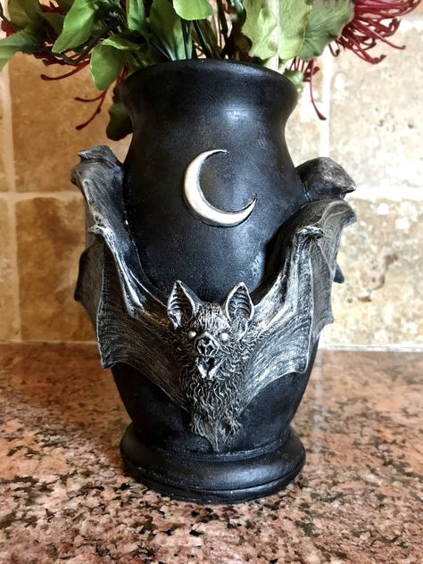 Gothic House Decor, Vampire Bats, Gothic Furniture, Dark Home Decor, Horror Decor, Goth Home, Goth Home Decor, Painted Resin, Goth Decor