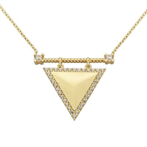 Flush Setting, Christmas Jewelry Gift, Pendant Ideas, Gold Triangle, Steampunk Accessories, Triangle Necklace, Jewelry Accessories Ideas, Triangle Pendant, Solid Gold Chains