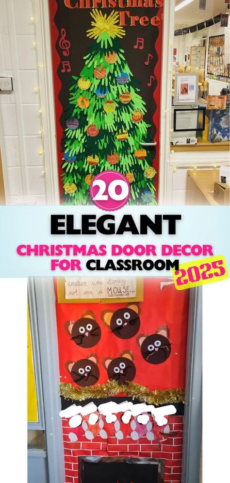 Elevate your classroom's festive spirit with adorable Christmas door decorations. These creative ideas are simple, unique, and perfect for celebrating the holidays in style. Door Decorating Contest Christmas Office Fireplace, Feliz Navidad Classroom Door Decorations, Middle School Christmas Door Decorations, Jesus Christmas Door Decorations, Grinch Classroom Door Decorations, Diy Christmas Door Decorations For Home, Christmas Classroom Door Contest, Door Design Classroom, Christmas Classroom Door Ideas Preschool