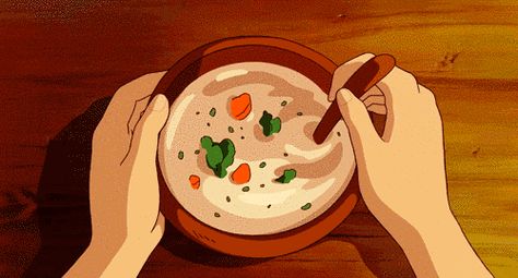 Here’s some hot, thick, CREAMY vegetable soup for anyone who feels like taking it light: | 29 Times Anime Mastered This Whole Food Thing Apple Food Art, Studio Ghibli Films, Art Studio Ghibli, Japanese Food Art, Food Art Painting, Secret World Of Arrietty, Food Art Photography, Creative Food Art, Ghibli Artwork