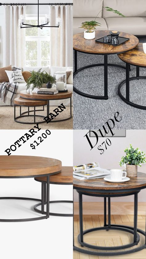 Miereirl Round Nesting Coffee Table Circle Accent Coffee Tables for Small Spaces Side End Tables Set of 2 for Living Room Balcony Office, Stable Metal Base Brown How To Style Nesting Coffee Tables, Coffee Table Circle, Coffee Tables For Small Spaces, Table Circle, Round Nesting Coffee Table, Tables For Small Spaces, Coffee Table Small Space, Round Nesting Coffee Tables, Balcony Office