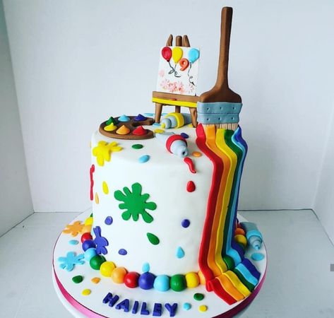 Painting Cake Ideas Birthday, Art Themed Cake, Painting Birthday Cake, Art Cake Ideas, Art Party Cakes, Art Birthday Cake, Bolo Rapunzel, Artist Cake, Painting Birthday Party