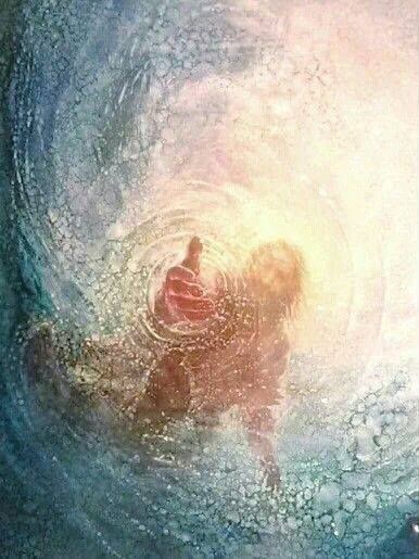 This is beautiful. Jesus Christ's hand is outstretched no matter how deep we get or how drowned we feel. Prophetic Art, Catholic Faith, Christian Art, Jesus Loves, God Is Good, Holy Spirit, Gods Love, Christian Quotes, Jesus Christ