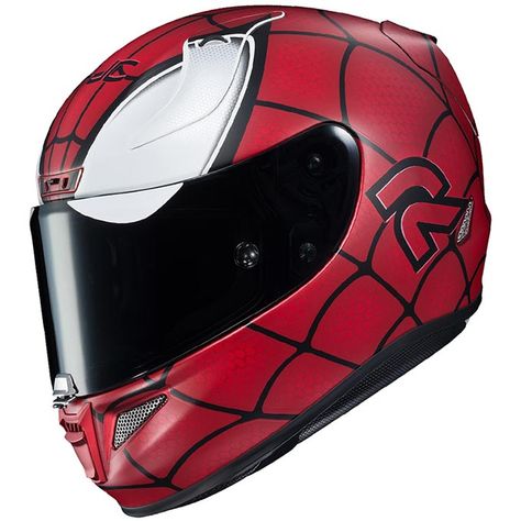 Spider-Man Motorcycle Helmet Spiderman Helmet, Badass Motorcycle Helmets, Helmet Painting, Airbrushed Helmets, Cool Bike Helmets, Hjc Helmets, Motorcycle Helmet Design, Cool Helmets, Motorcycle Riding Gear