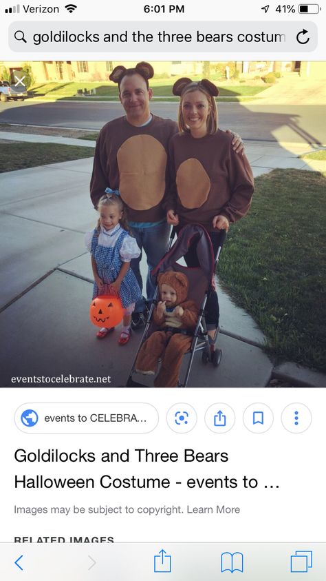 Goldie Locks And The Three Bears Costume, Goldilocks And The Three Bears Costume, Three Bears Costume, Baby Bear Costume, Goldie Locks, Goldilocks And The Three Bears, The Three Bears, Bear Halloween, Couple Costumes