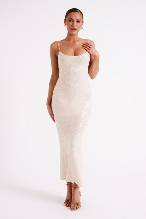 Shop Party Dresses Online Page 2- MESHKI Snoball Dresses, Bachelorette Party Dress For Bride, Wedding After Party Outfit, Sparkly Reception Dress, Cream Formal Dress, Sparkly White Dress, White Sparkle Dress, White Embellished Dress, White Sparkly Dress