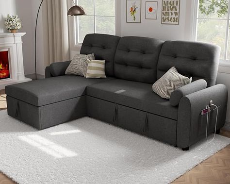 The Ucloveria 87" Sectional Sleeper Sofa combines style and function, featuring a reversible storage chaise, pull-out bed, charging station, and a side pocket for added convenience. Its removable backrest and linen fabric make it a perfect addition to any living room. Available in dark grey, white, and black, this modern piece is ideal for maximizing space and comfort. 

#SleeperSofa #SectionalSofa #StorageChaise #PullOutCouch #ModernSofa #LinenSofa #LivingRoomFurniture #SpaceSaving #Couch #Sofa Mid Century Modern Couch, Boho Sofa, Couch For Living Room, Pull Out Couch, Storage Chaise, Pull Out Bed, Sectional Sleeper Sofa, Modern Sofa Sectional, Sectional Sofa Couch