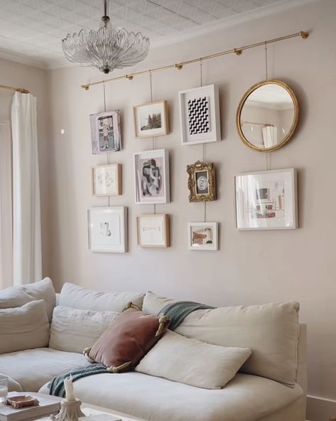 Rail Gallery Wall, Wall In The Living Room, Picture Rail, House Inspo, Gallery Wall, Living Room, Frame, Wall, Home Decor