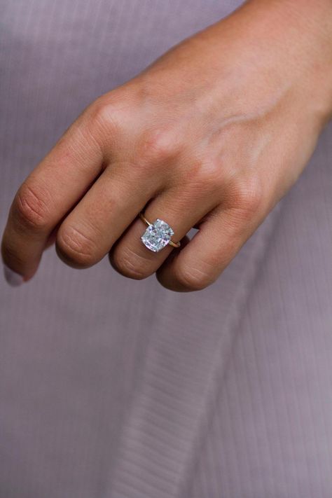 The Harper Ring - East West Gem Co. East West Gem Co, Cushion Cut Moissanite Engagement Ring, Solitaire Bands, Cushion Cut Moissanite, Crushed Ice, Put A Ring On It, East West, Cushion Cut, Moissanite Engagement Ring