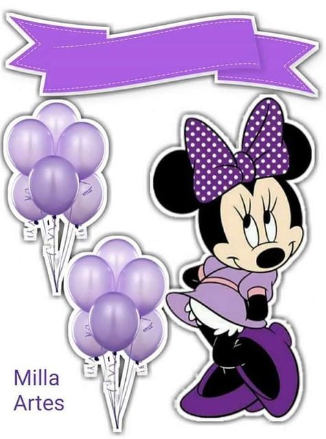 Minnie Mouse Topper, Minnie Mouse Cake Topper, School Cartoon, Minnie Mouse Cake, Mouse Cake, Light Purple, Candy Bar, Food Art, Cake Topper