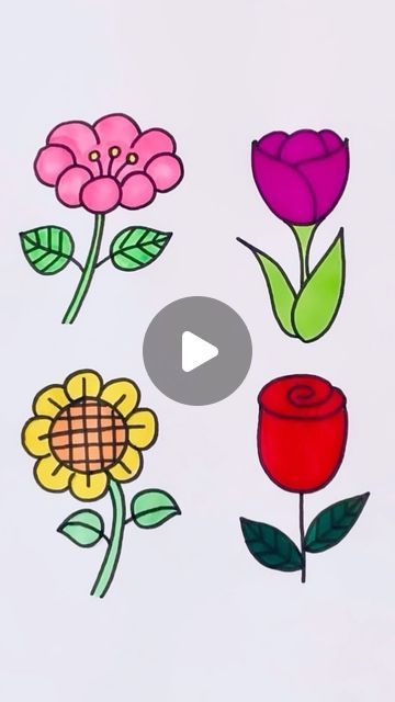 Creative Drawing for kids on Instagram: "Learn how to draw flowers in a very simple and easy method #instagram #instadaily #reels #art #trending #video #draw #drawing #explore #explorepage #flowers" Easy Pictures To Draw Step By Step, Flower Drawing For Kids Easy, Easy Flower To Draw, How To Draw A Simple Flower, Flower Drawing Videos, How To Draw Easy Flowers, Easy Drawings For Kids Cute, Easy Flower Drawings For Kids, Cute Easy Drawings For Kids Simple