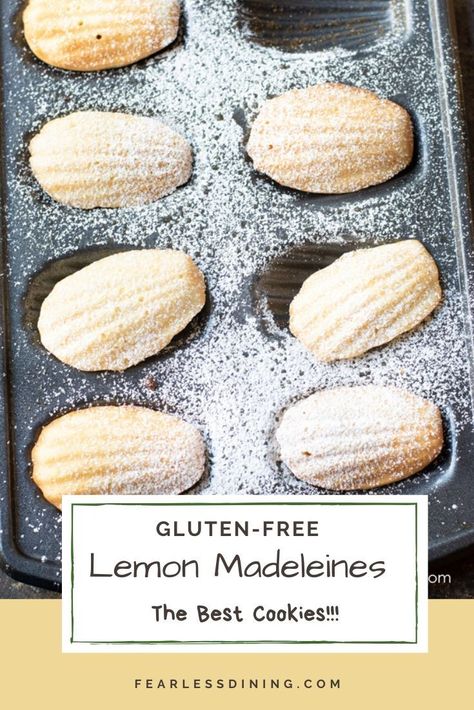 Gluten Free Lemon Desserts, Lemon Madeleines, French Madeleines, Madeleine Recipe, Dessert Cookies, Gluten Free Flour Blend, Homemade Gluten Free, Gf Desserts, Gluten Free Sweets