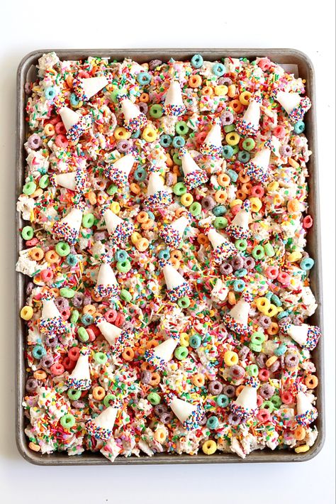 Birthday Snack Mix | The BakerMama Birthday Chex Mix Recipes, Party Mix Snacks, Birthday Recipes, Sweet Treats Party, Birthday Snacks, Birthday Party Snacks, Chex Mix Recipes, 10 Birthday, Salty Treats