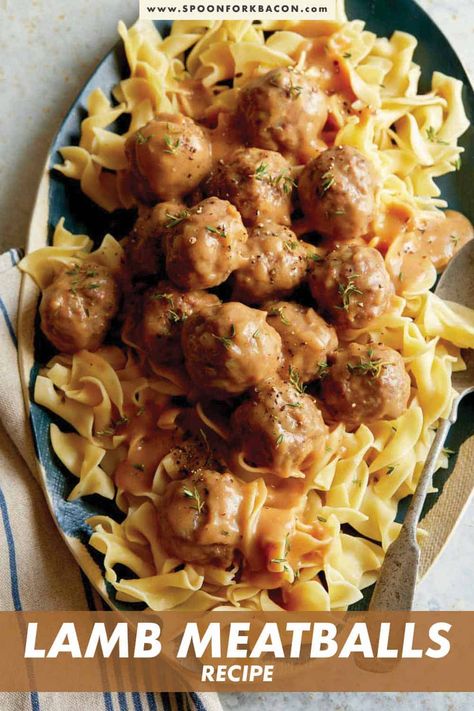 Ground Lamb Meatballs, Lamb Gravy, Ground Lamb Recipes, Lamb Gyros, Calories In Vegetables, Meatballs And Gravy, Spoon Fork Bacon, Lamb Meatballs, Meatball Recipe