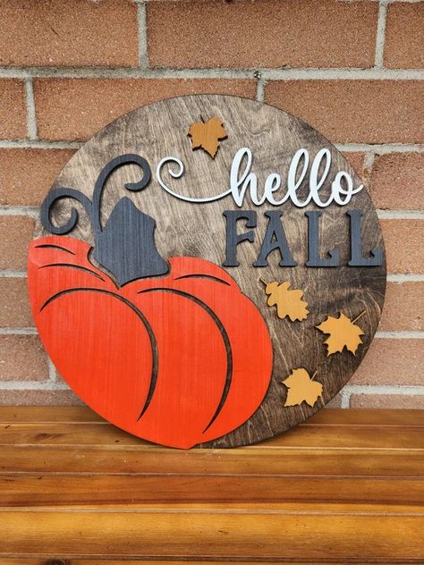 Fall – The Shop With No Name Pumpkin Door Sign, Colors Of Fall, Pumpkin Door, Wooden Train, Fall Door, Welcome Fall, Craft Design, Falling Leaves, Small Wood Projects