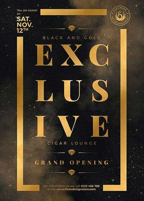 Luxury Poster Design Inspiration, Glamour Design Graphic, Classy Poster Design, Black And Gold Graphic Design, Award Poster Design, Gold Poster Design, Luxury Poster Design, Elegant Poster Design, Black And Gold Poster