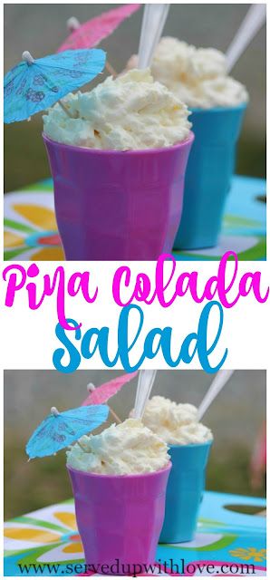 Pina Colada Salad recipe from Served Up With Love. The taste of the tropics in a creamy dessert salad. www.servedupwithlove.com Pina Colada Salad, Creamsicle Fluff, Jello Pudding Desserts, Best Grill Recipes, Baked Chicken With Mayo, Deserts Easy, Fluff Recipe, Ice Cream Bar, Southern Kitchen