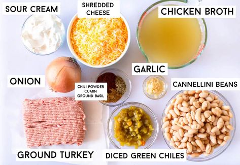 Creamy White Turkey Chili | Greens & Chocolate Ground Turkey White Chili, Turkey White Bean Chili, White Turkey Chili Recipe, Black Bean Pumpkin Chili, Ground Turkey Chili Recipe, White Turkey Chili, White Bean Turkey Chili, Ground Turkey Chili, Turkey Chili Recipe