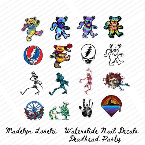 Grateful Dead Nails, Rugrats Nail Designs, Grateful Dead Nail Art, Rugrats Nail Art, Grateful Dead Tattoo Ideas, Grateful Dead 4th Of July, Grateful Dead, Nail Decals, How To Do Nails